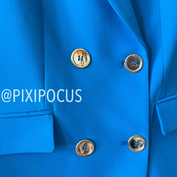 ZARA DOUBLE BREASTED LONG BLAZER BLUE XS - Picture 9 of 13
